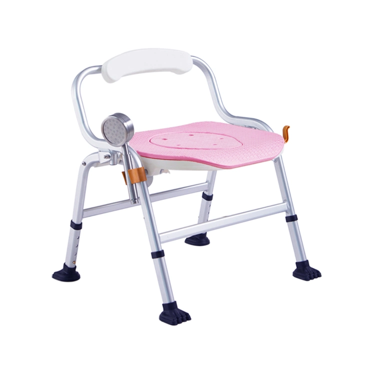 Luxury Disabled Shower Chair Portable Aluminum Lightweight Folding Commode Chair for Elderly