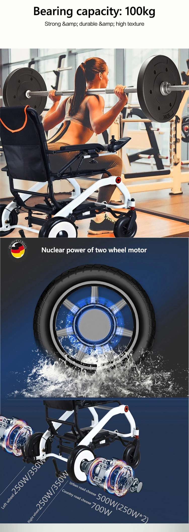 Electric Wheelchair Foldable and Lightweight Wheel Chair Portable Elderly Care Products