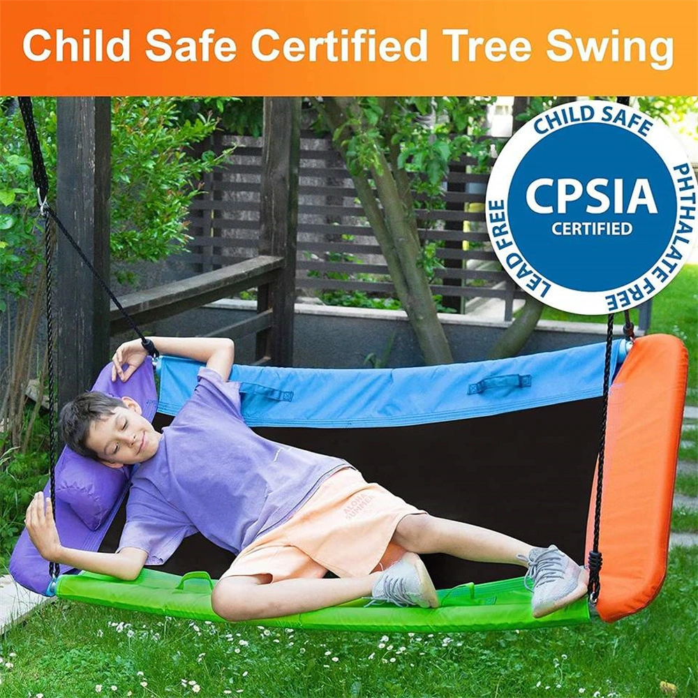 Large Trampoline Garden Camping Swing for Kids, Adults, with Durable Steel Frame Waterproof Adjustable Ropes Easy to Install Hammock