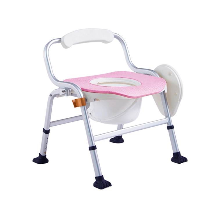 Luxury Disabled Shower Chair Portable Aluminum Lightweight Folding Commode Chair for Elderly